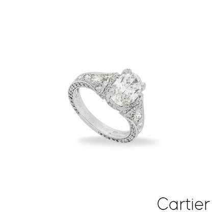 Cartier Platinum Oval Cut Diamond Camelia Ring 1.50CT F/VS2