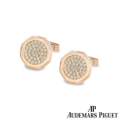 Audemars Piguet Rose Gold & Diamond Set Royal Oak Cufflinks