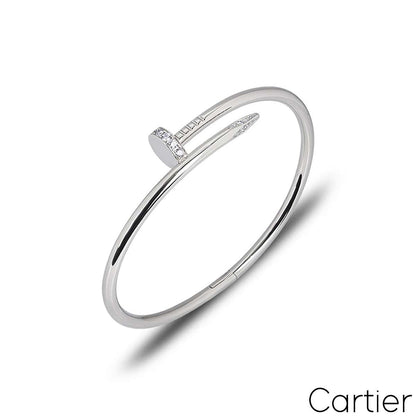 Cartier White Gold Diamond Juste Un Clou Bracelet Size 17 B6048717