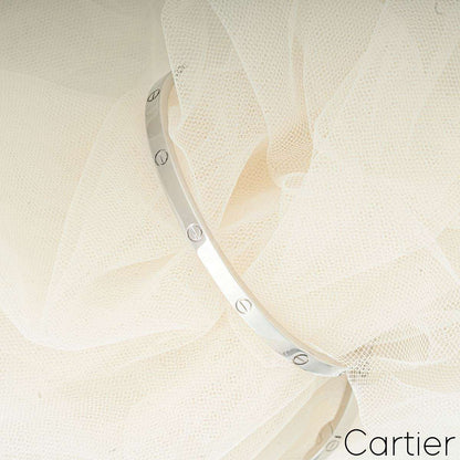 Cartier White Gold Plain Love Bracelet Sm Size 18 B6047418