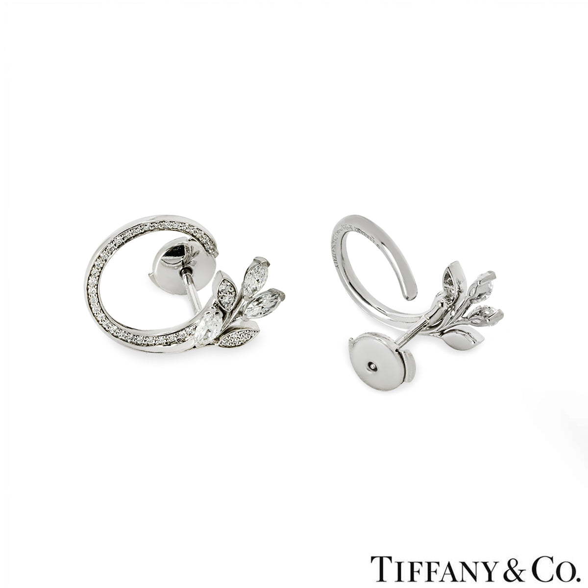 Tiffany & Co Platinum Victoria Diamond Vine Circle Earrings