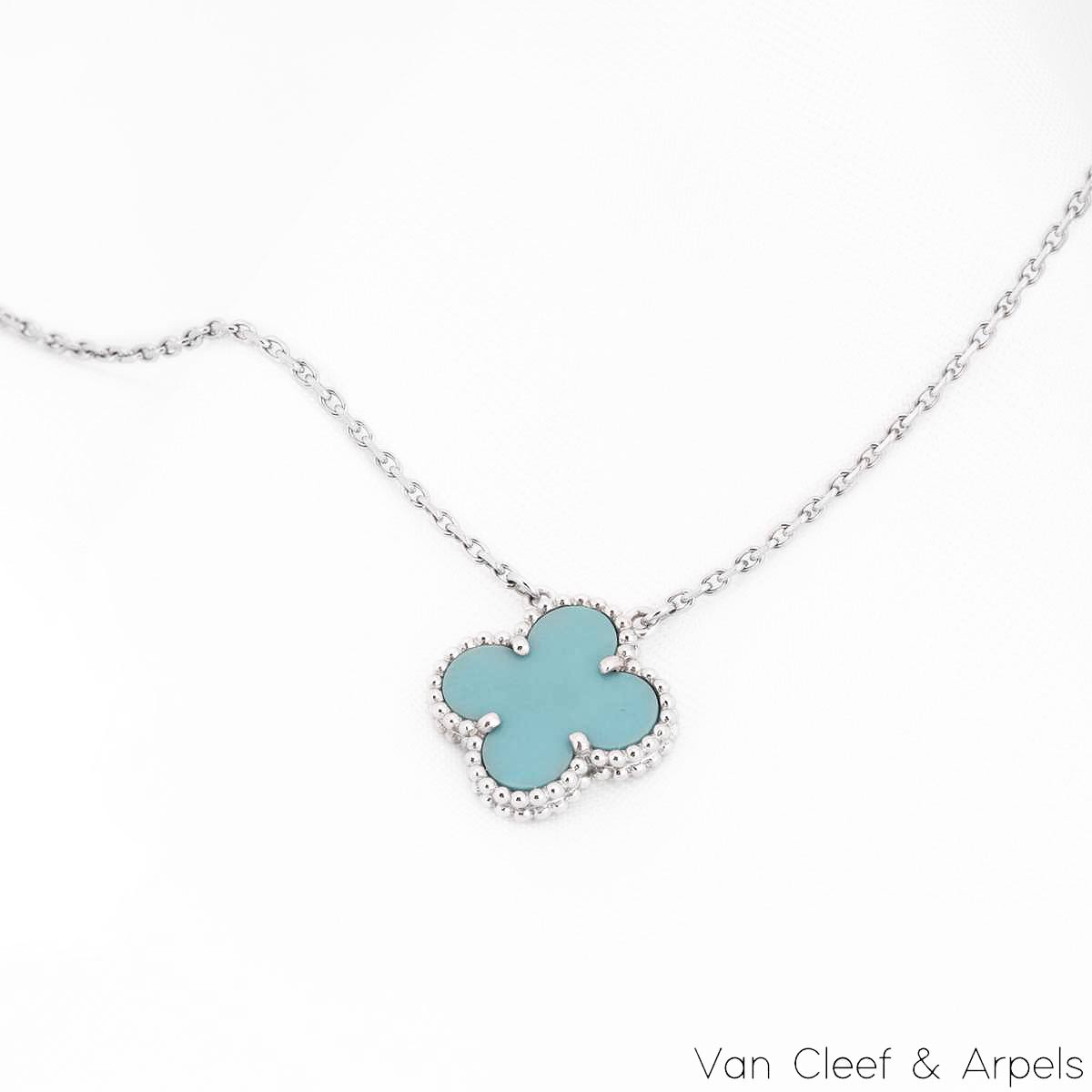 Van Cleef & Arpels White Gold Vintage Alhambra Turquoise Necklace VCARB87000