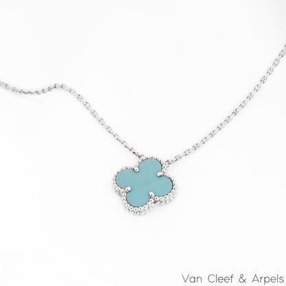 Van Cleef & Arpels White Gold Vintage Alhambra Turquoise Necklace VCARB87000