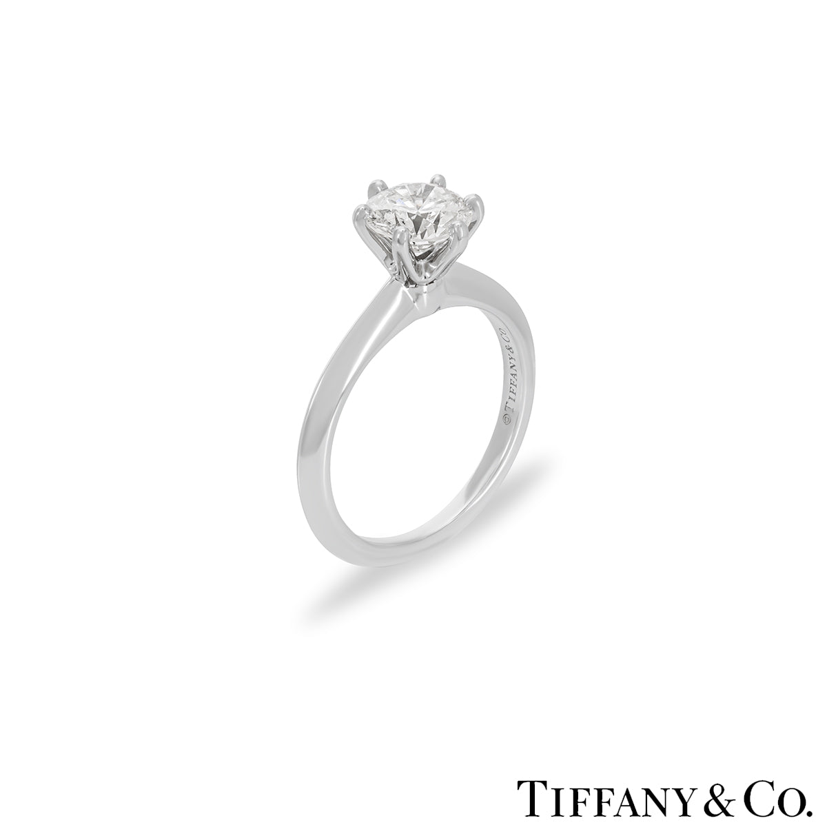 Tiffany & Co. Platinum Round Brilliant Cut Diamond Setting Ring 1.08CT I/VS1 Xxx