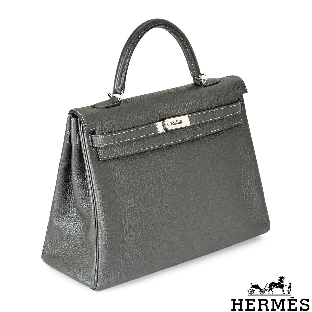 Hermès Kelly II Retourne 35CM Graphite Veau Taurillon Clemence Phw