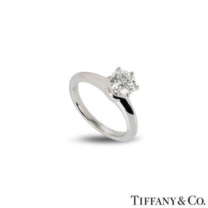 Tiffany & Co. Platinum Round Brilliant Cut Diamond Setting Ring 1.00CT H/VVS1 Xxx