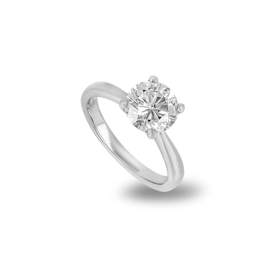 Platinum Round Brilliant Cut Diamond Ring 2.00CT L/SI1