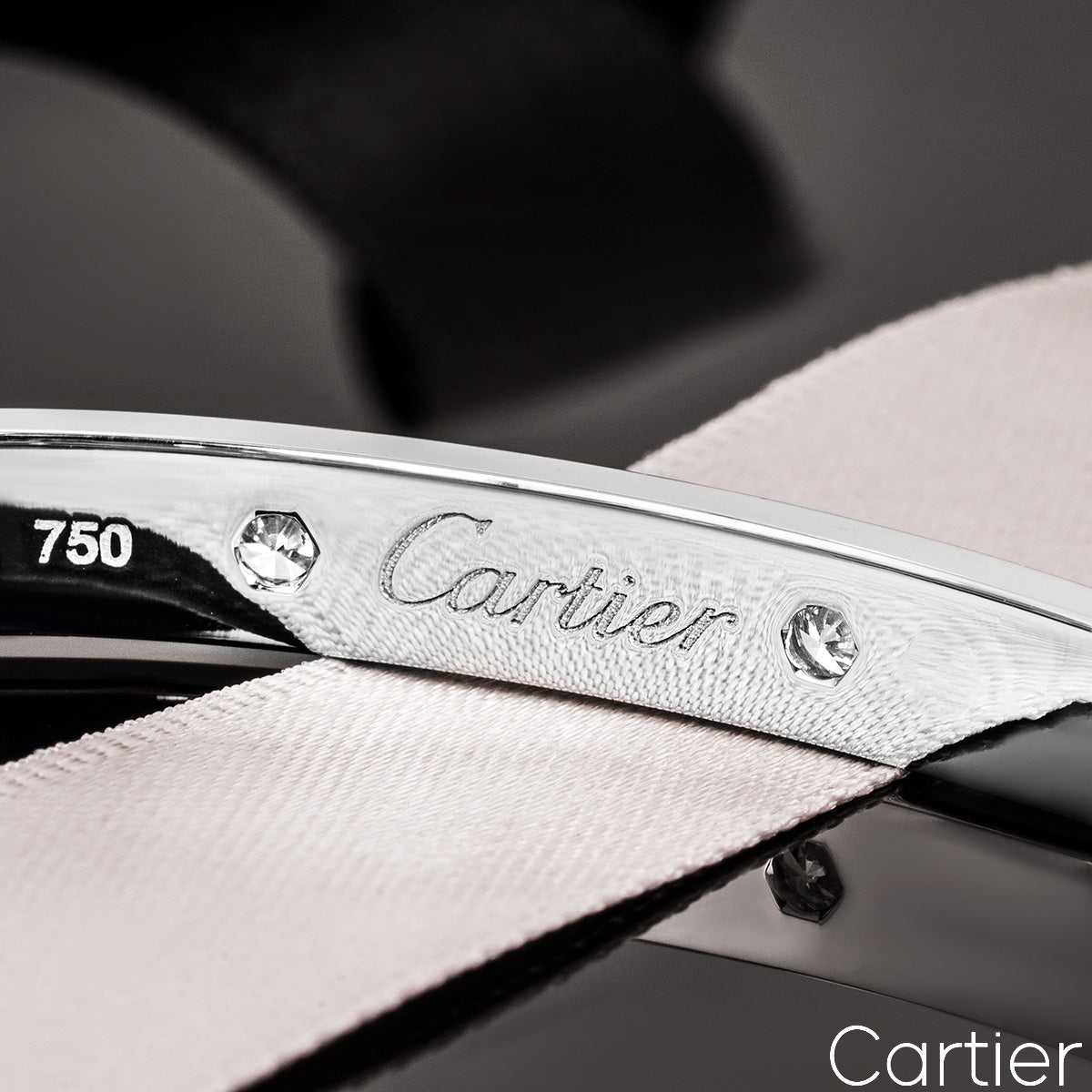 Cartier White Gold Full Diamond Love Bracelet Size 19 B6040719