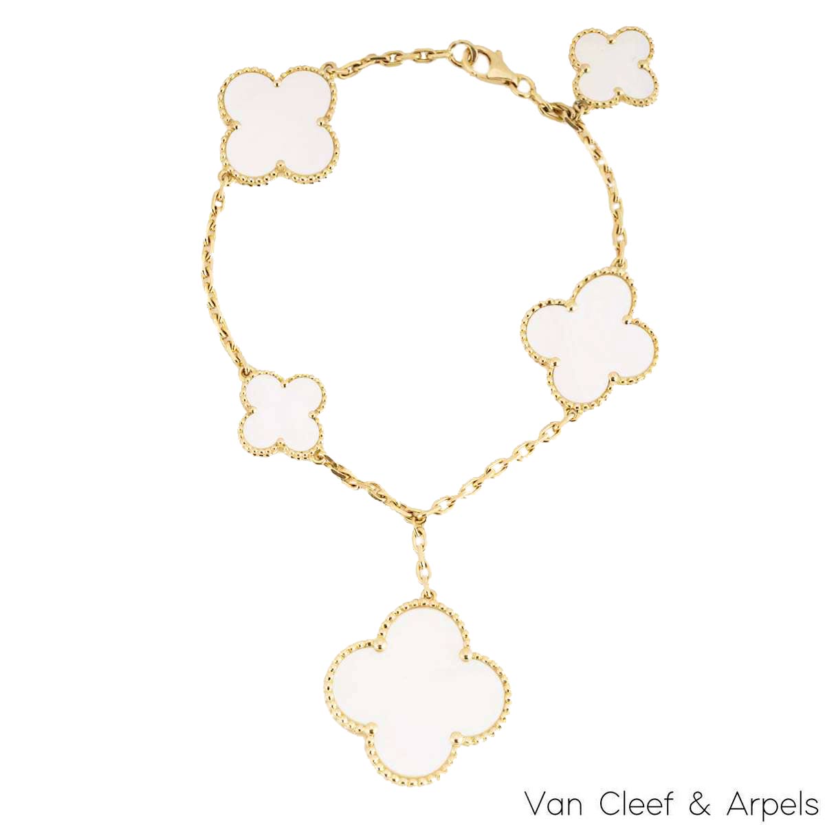 Van Cleef & Arpels Yellow Gold Mother Of Pearl Magic Alhambra 5 Motif Bracelet VCARD78600