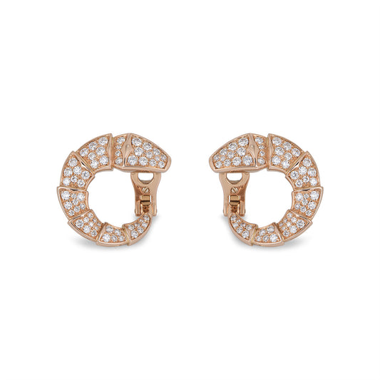 Bvlgari Rose Gold Diamond Serpenti Earrings