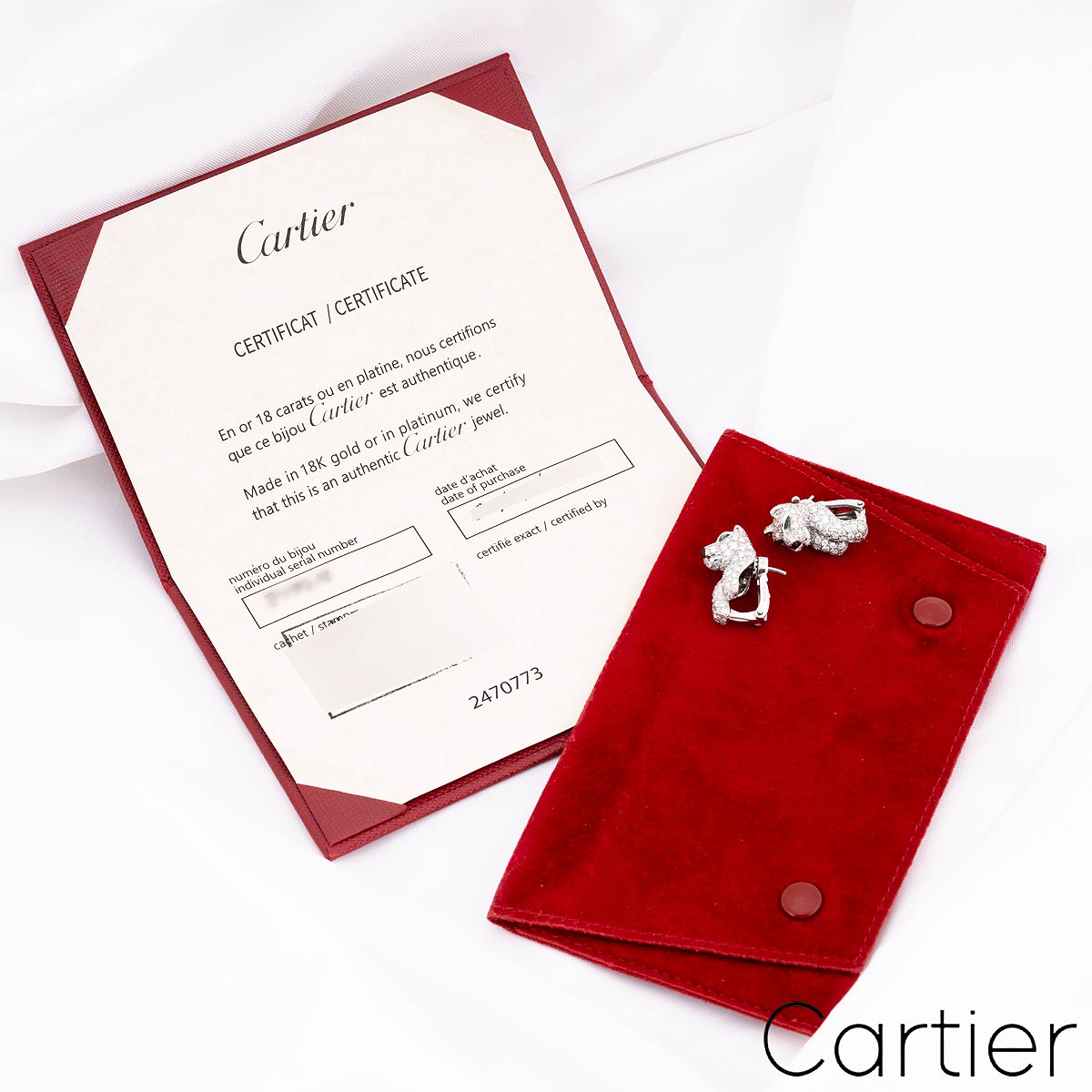 Cartier White Gold Diamond Panthere De Cartier Earrings 2.70CT Tdw