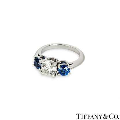 Tiffany & Co. Platinum Diamond And Sapphire Ring 1.06CT E/VS1