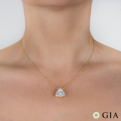 Yellow Gold Trillion Cut Diamond Pendant 1.00CT F/SI2