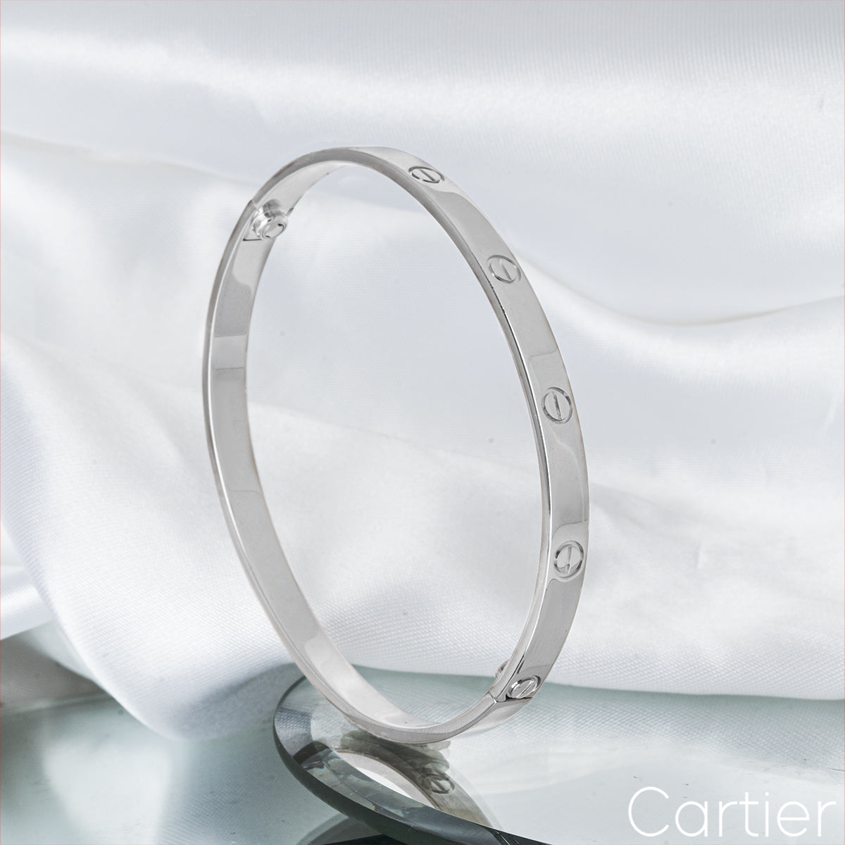 Cartier White Gold Plain Love Bracelet Size 21 B6035421