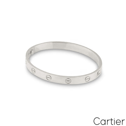 Cartier White Gold Plain Love Bracelet Size 16 B6035416