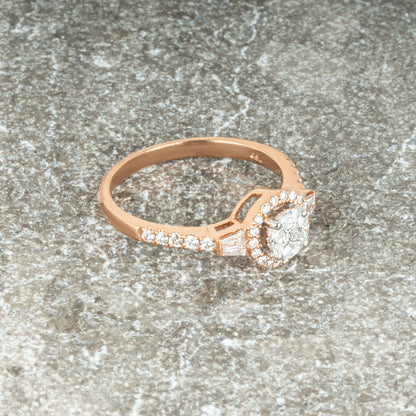 Rose Gold Diamond Cluster Ring 0.54CT