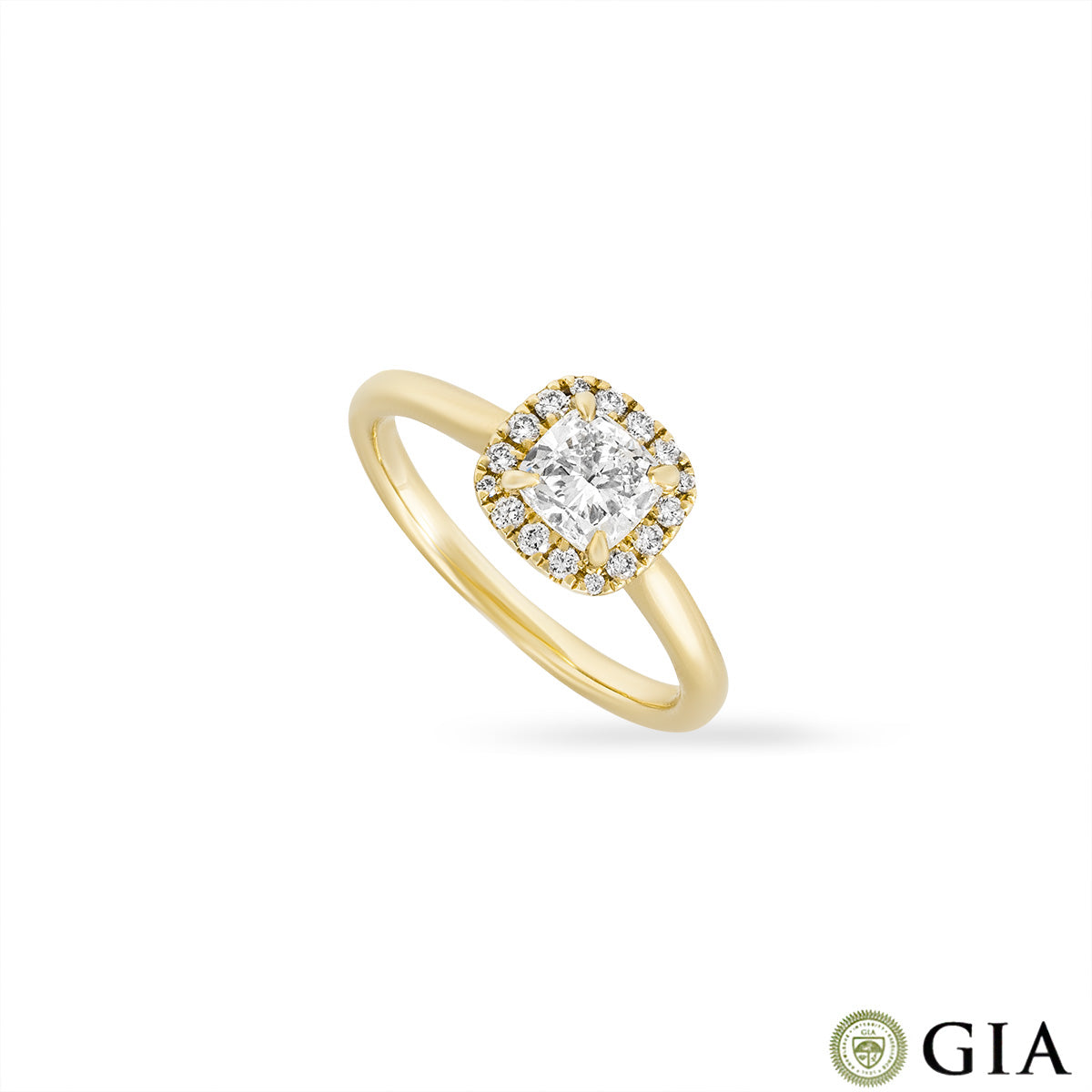 Yellow Gold Cushion Cut Diamond Ring 0.71CT I/SI1