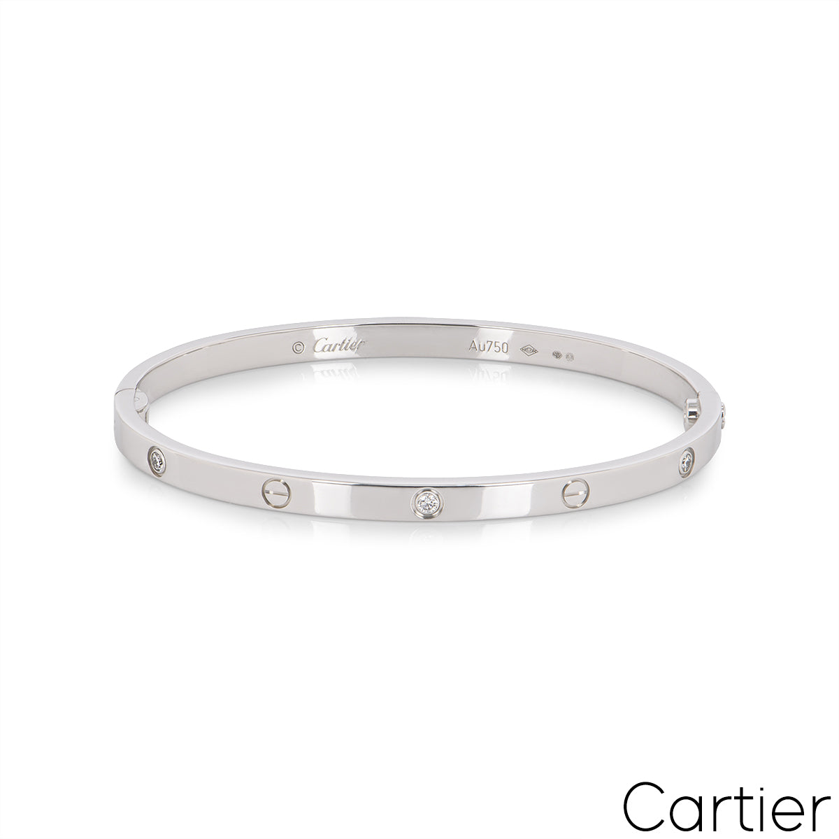 Cartier White Gold 6 Diamond Sm Love Bracelet Size 16 B6047716