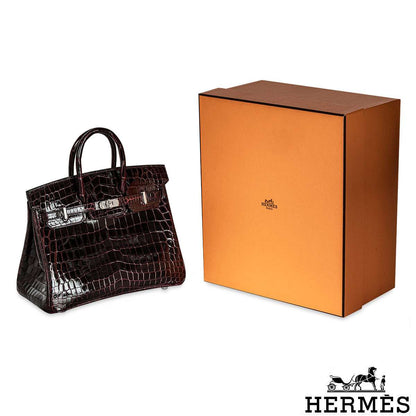 Hermés Bordeaux Shiny Niloticus 25CM Crocodile Phw