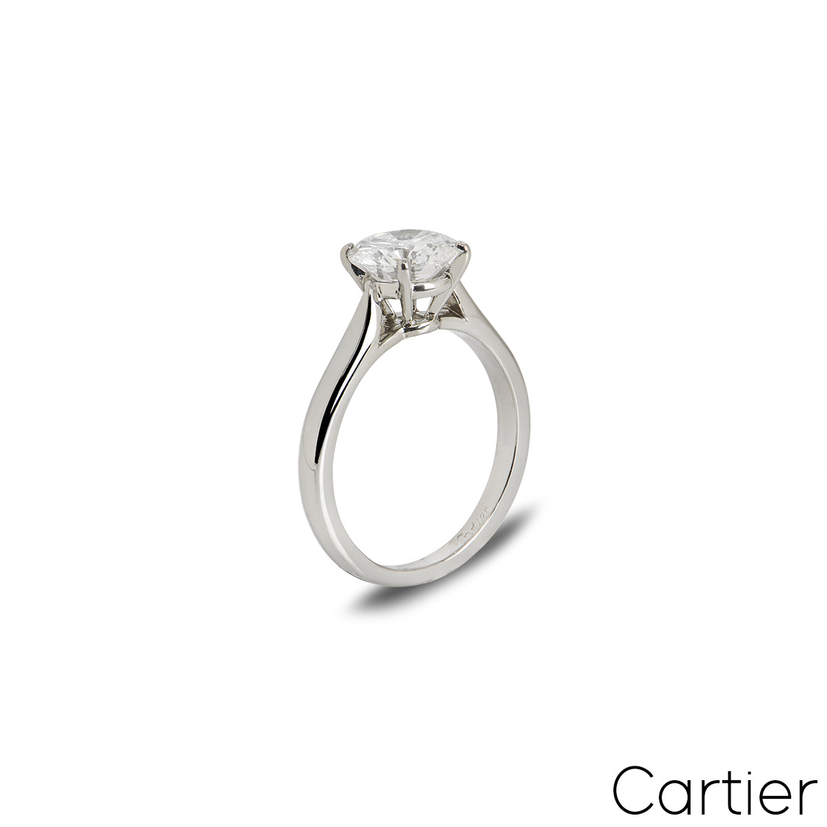 Cartier Platinum Round Brilliant Cut Diamond Ring 1.51CT D/VVS2