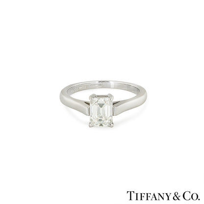 Tiffany & Co. Platinum Emerald Cut Diamond Ring 1.02CT I/VVS2