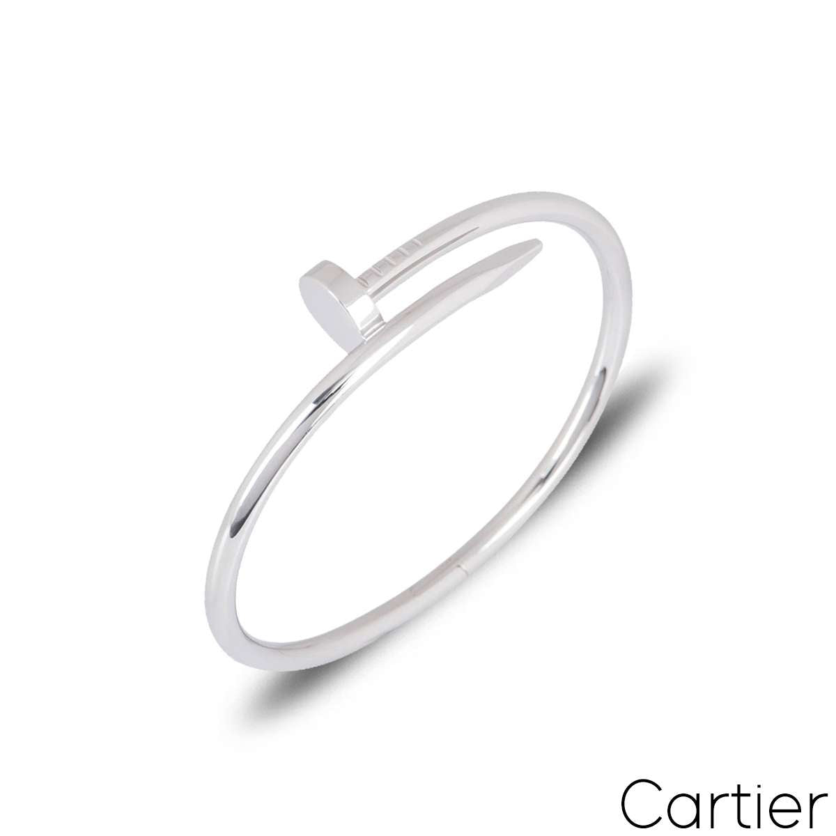 Cartier White Gold Plain Juste Un Clou Bracelet Size 17 B6048317