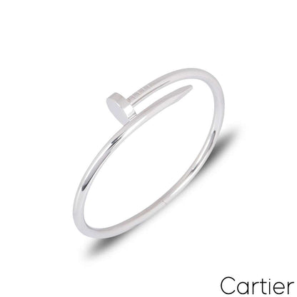 Cartier White Gold Plain Juste Un Clou Bracelet Size 17 B6048317