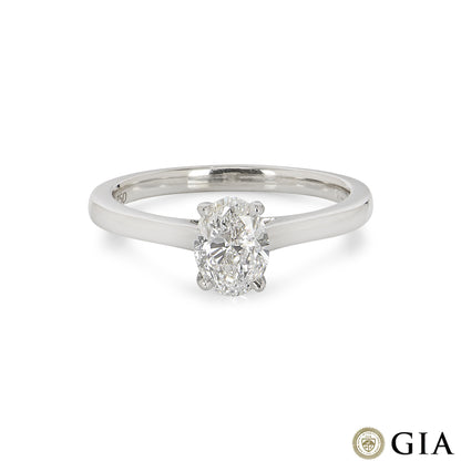 White Gold Oval Cut Diamond Ring 0.80 F/VS2