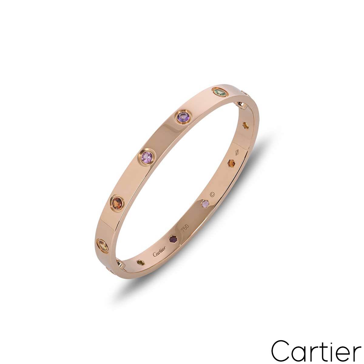 Cartier Rose Gold Coloured Stones Love Bracelet Size 16 B6036516