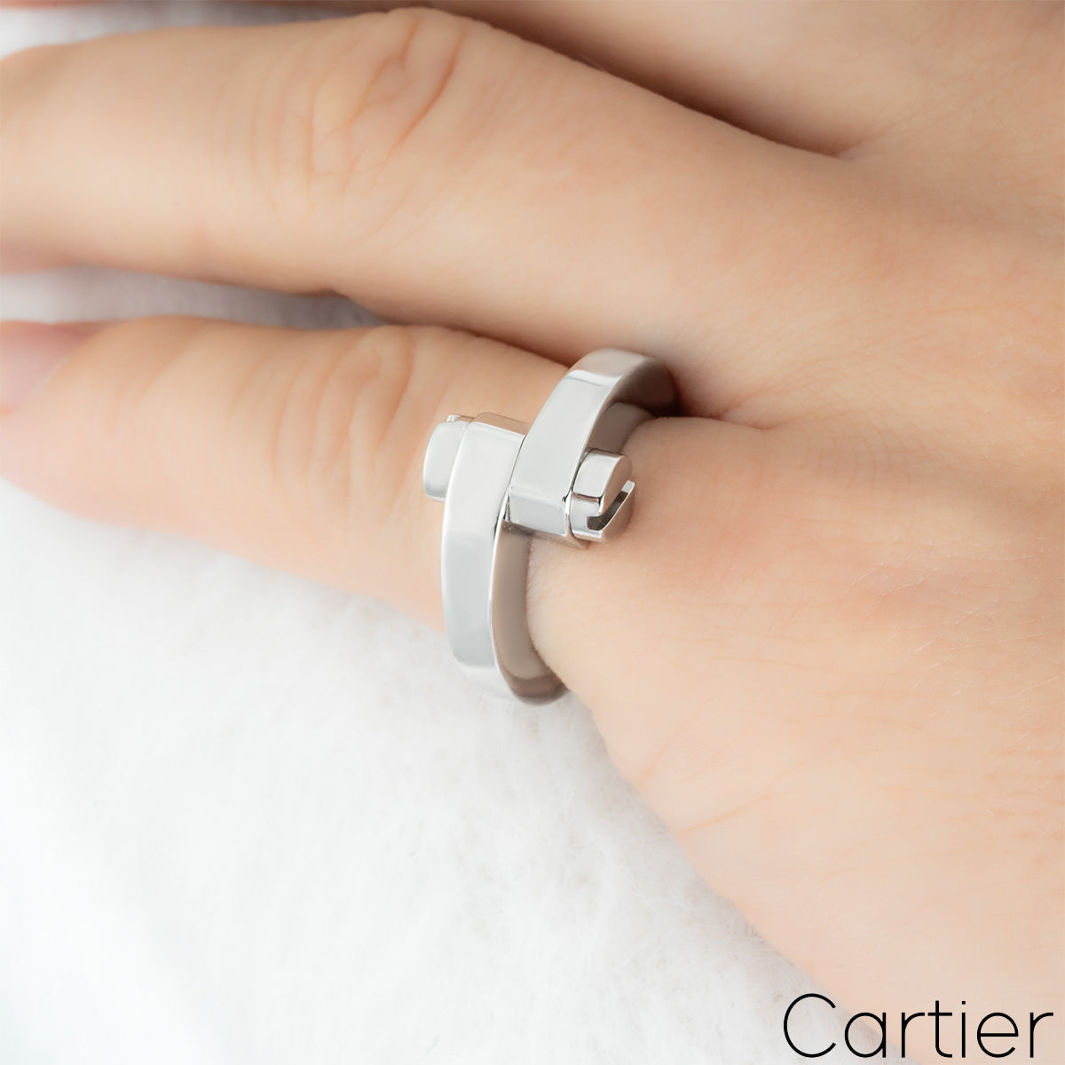 Cartier White Gold Menotte Ring Size 47