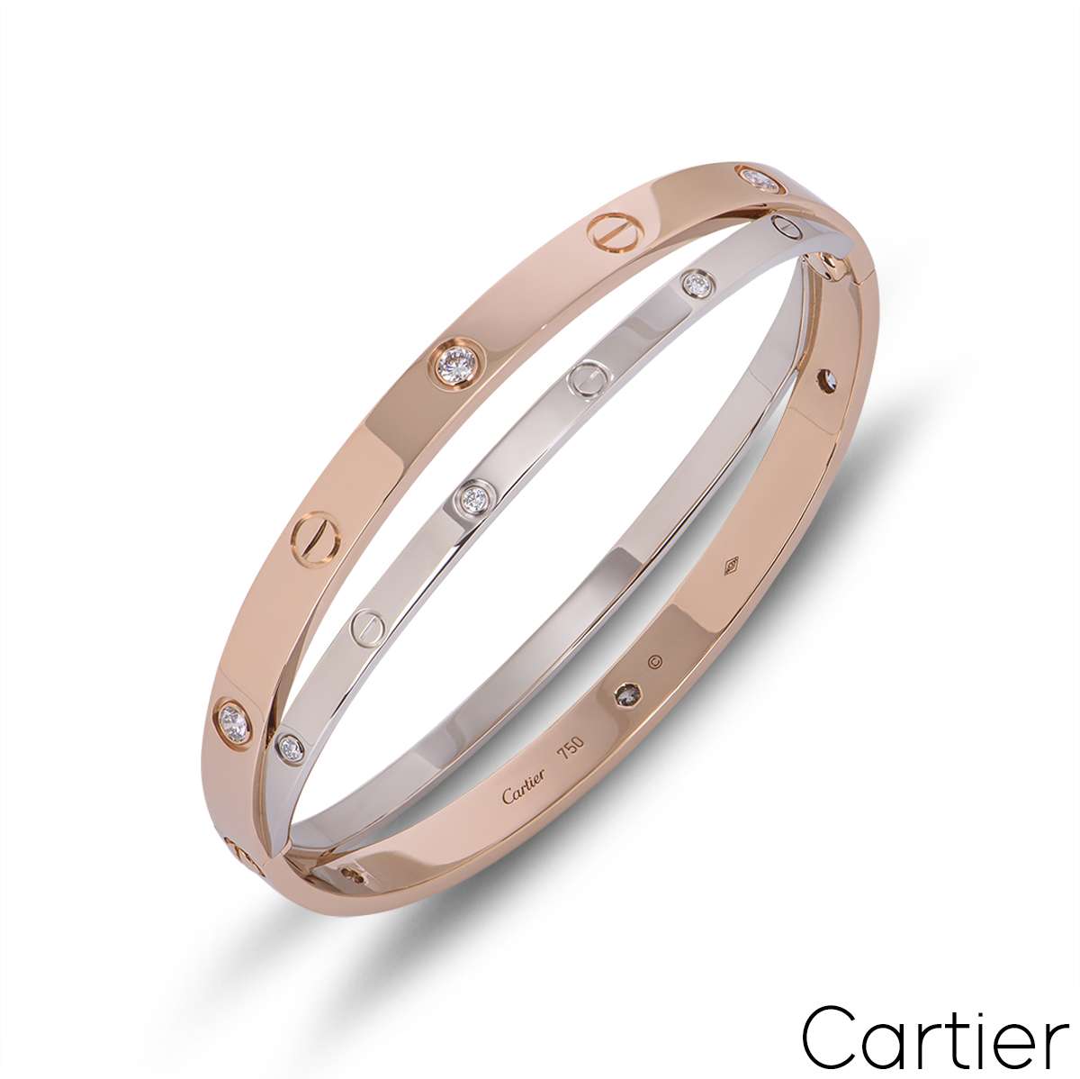 Cartier Love Rose & White Gold Diamond Bracelet Size 19 N6039119