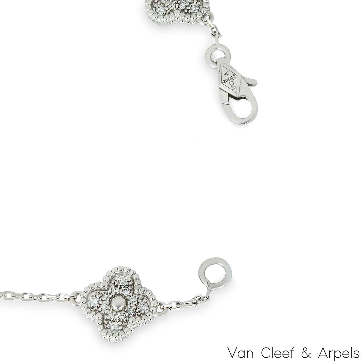 Van Cleef & Arpels White Gold Diamond Sweet Alhambra 5 Motif Bracelet VCARO85700