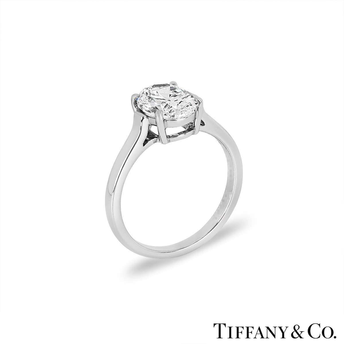 Tiffany & Co. Platinum Oval Cut Diamond Ring 2.06CT D/VVS2