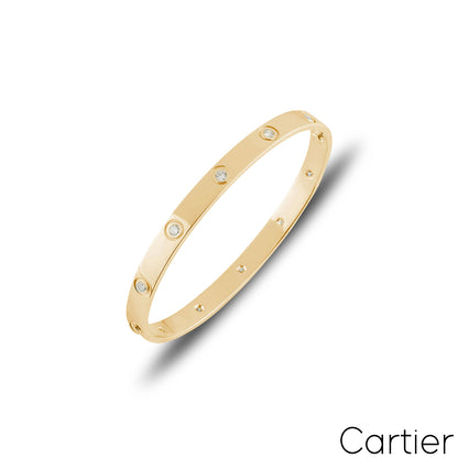 Cartier Yellow Gold Full Diamond Love Bracelet Size 16 B6040516