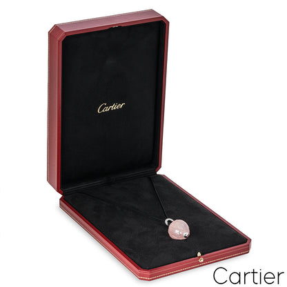 Cartier White Gold Rose Quartz & Diamond Inde Mystérieuse Perfume Bottle Pendant