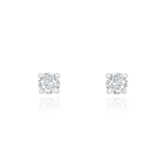 White Gold Round Brilliant Cut Diamond Earrings 0.80CT Tdw