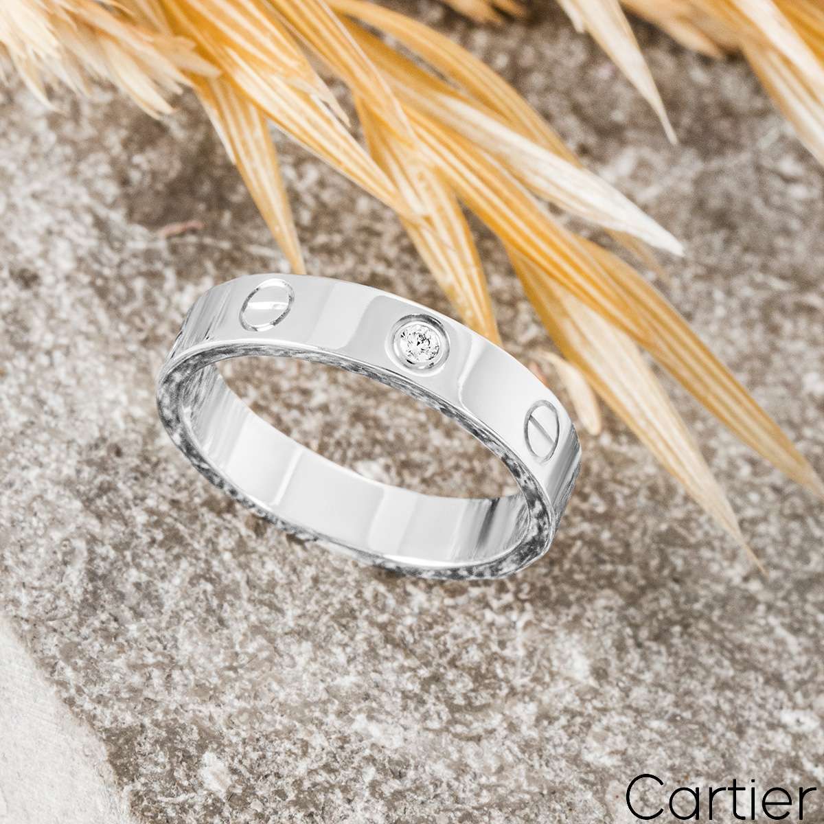 Cartier White Gold Diamond Love Wedding Band Size 50 B4050500