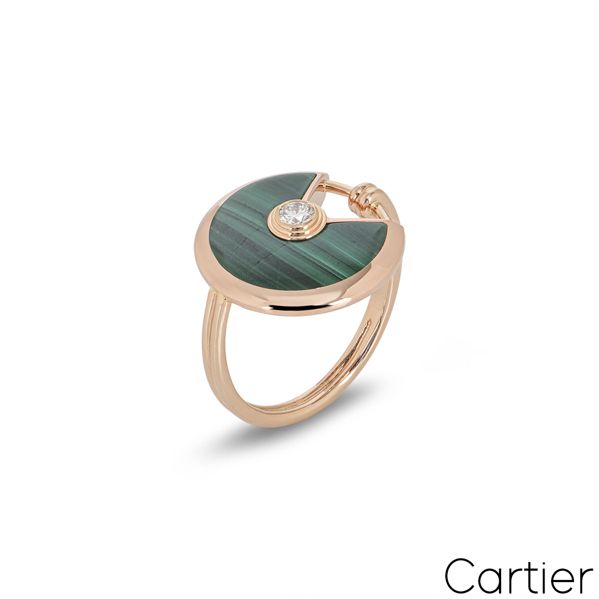 Cartier Rose Gold Malachite Amulette De Cartier Ring