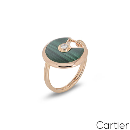 Cartier Rose Gold Malachite Amulette De Cartier Ring