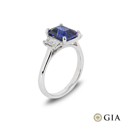 White Gold Royal Blue Sapphire & Diamond Ring 3.04CT