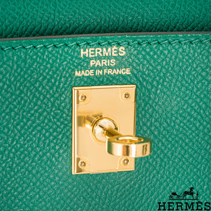 Hermès Kelly Sellier 25CM Vert Verone Veau Epsom Ghw