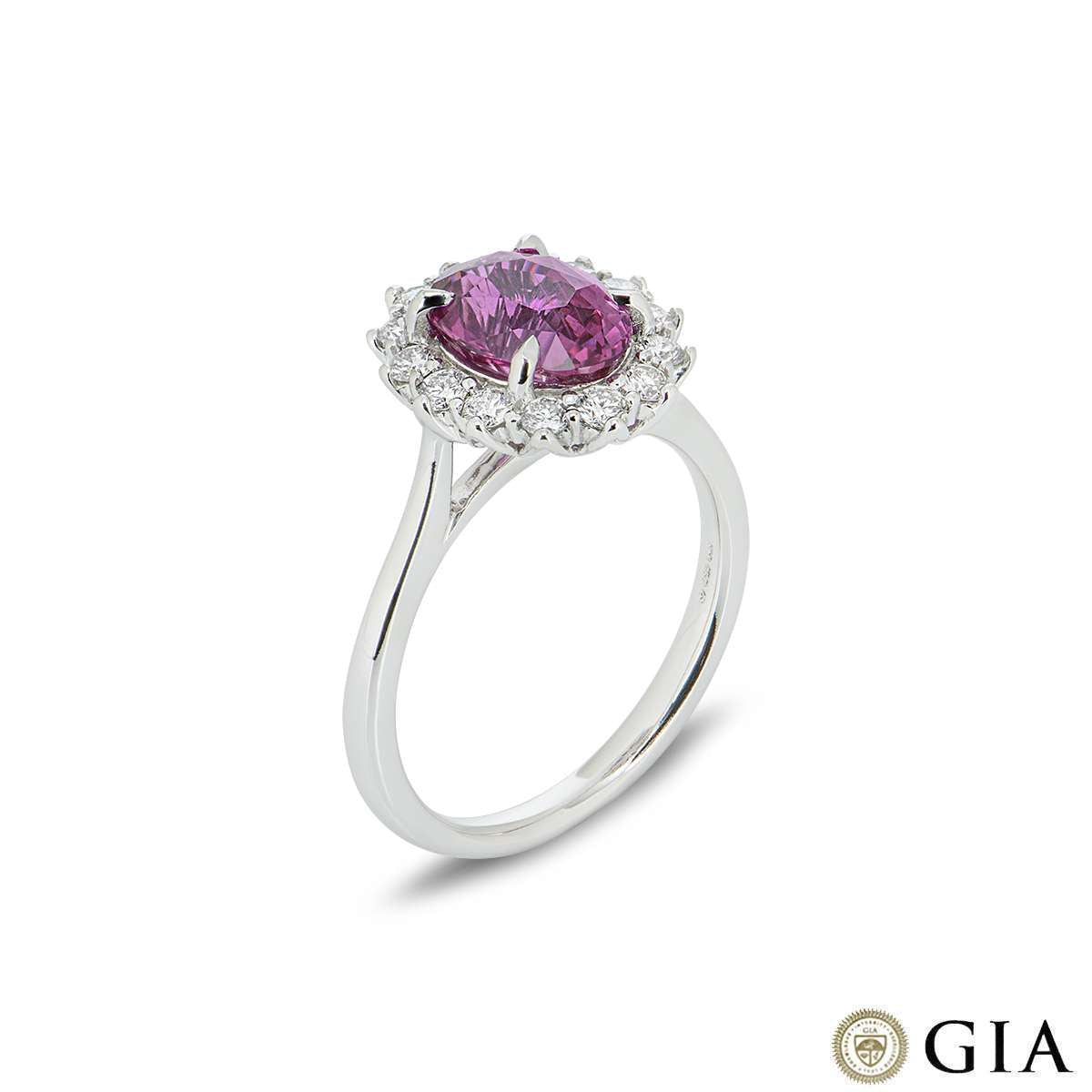 White Gold Pink Sapphire And Diamond Ring