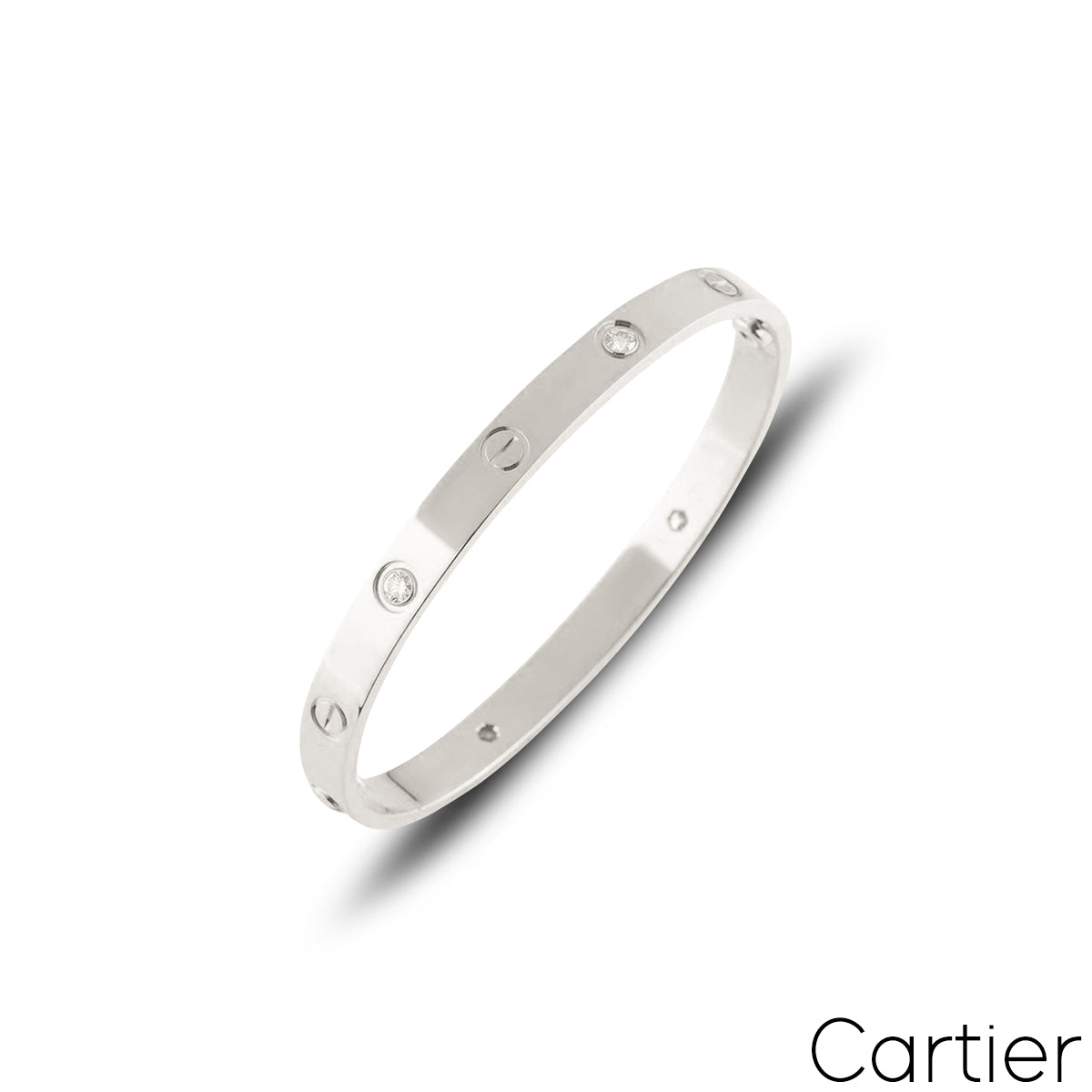 Cartier White Gold Half Diamond Love Bracelet Size 16 B6035816