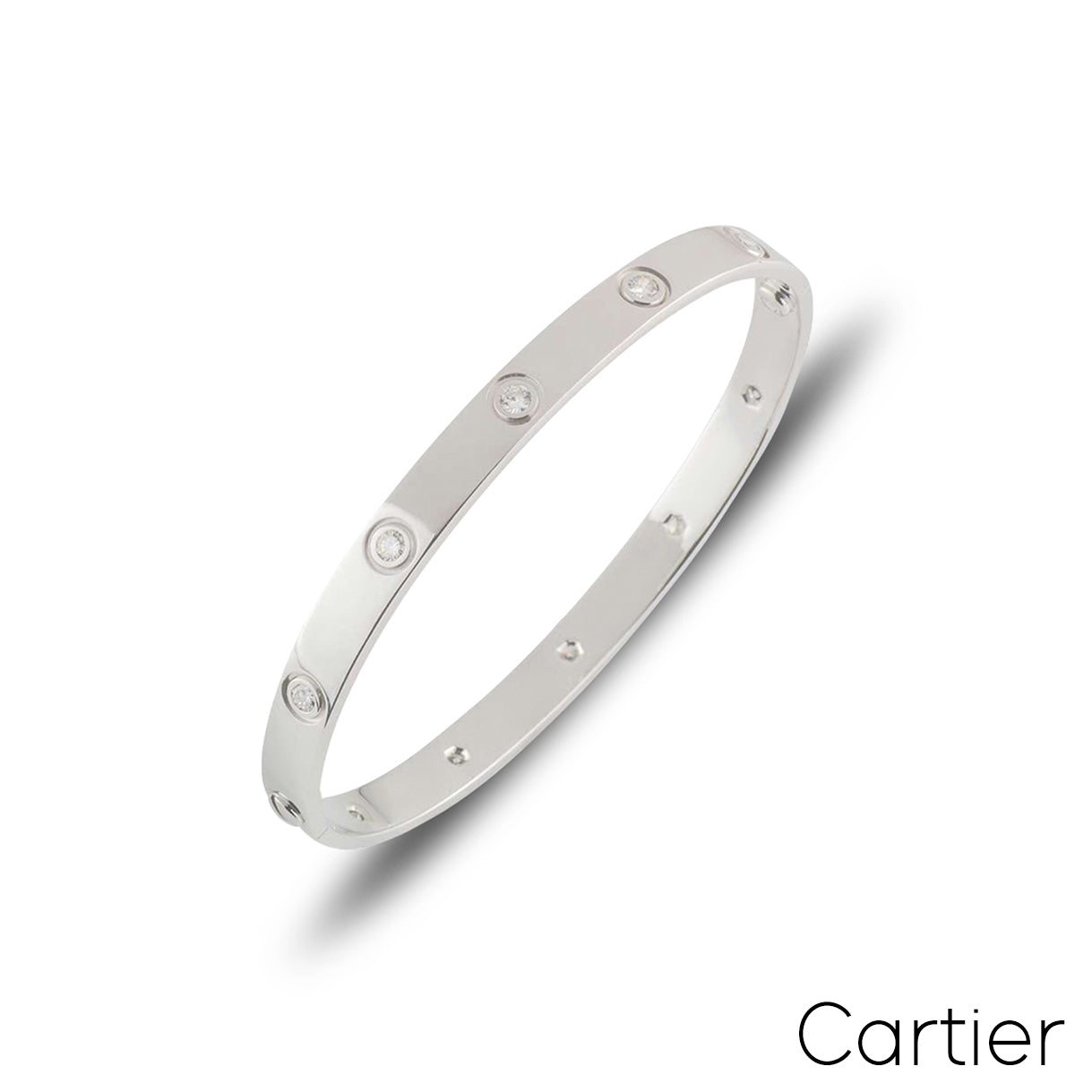 Cartier White Gold Full Diamond Love Bracelet Size 17 B6040717