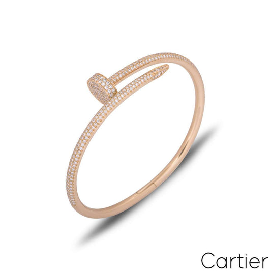 Cartier Rose Gold Diamond Juste Un Clou Bracelet Size 17 N6702117