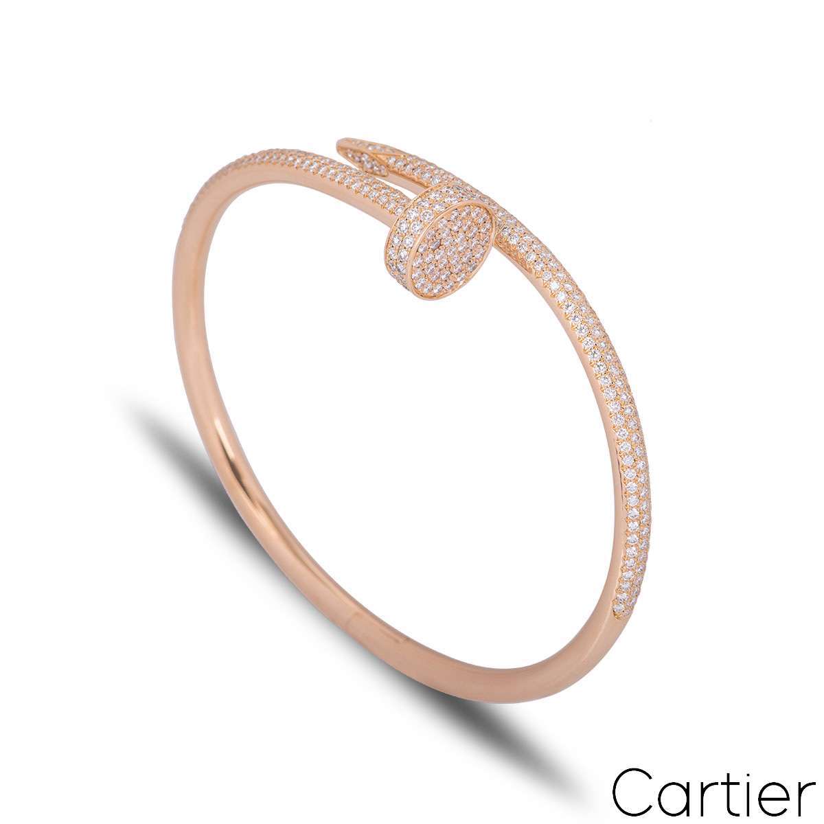 Cartier Rose Gold Diamond Juste Un Clou Bracelet Size 17 N6702117