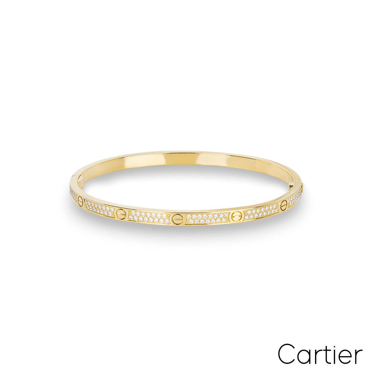 Cartier Yellow Gold Pave Diamond Sm Love Bracelet Size 18 N6710618