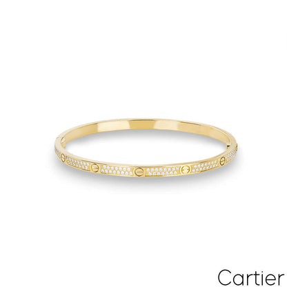 Cartier Yellow Gold Pave Diamond Sm Love Bracelet Size 17 N6710617