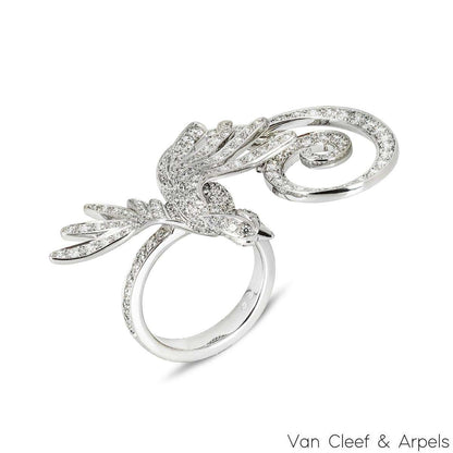 Van Cleef & Arpels White Gold Diamond Oiseaux De Paradis Between The Finger Ring VCARN5P400