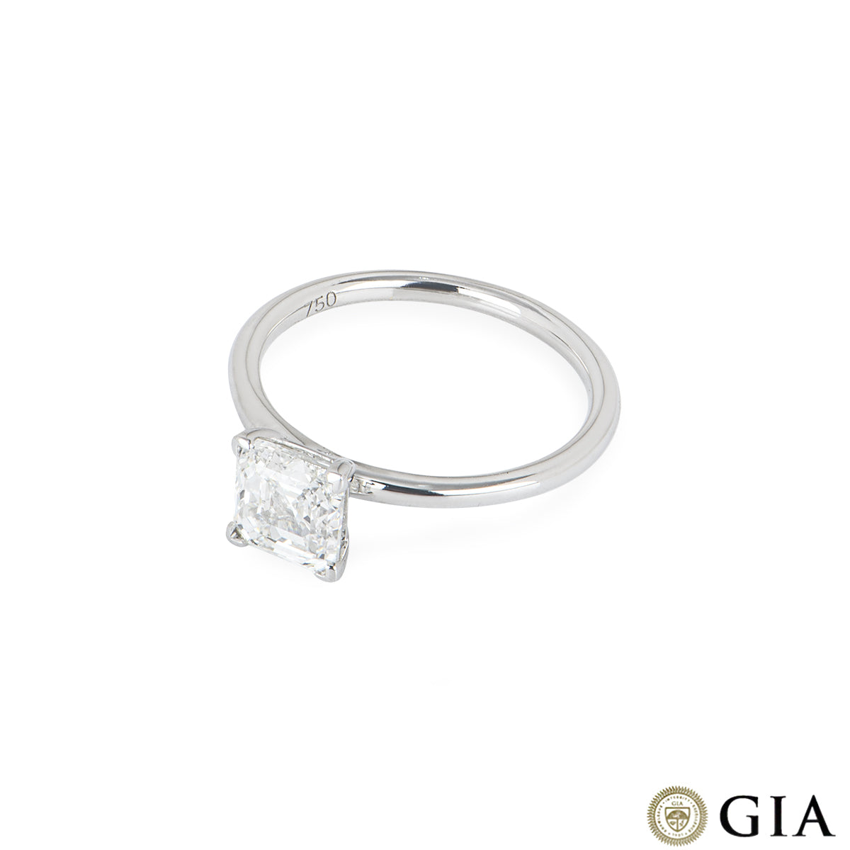 White Gold Asscher Cut Diamond Ring 1.50CT I/SI1